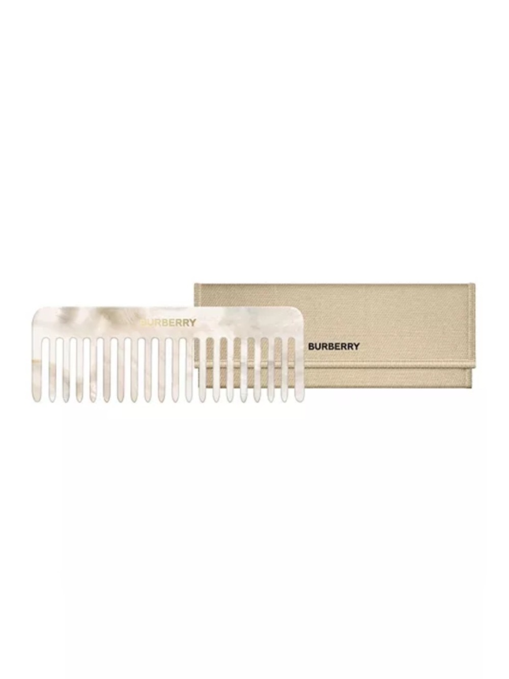 Burberry Authentic Ivory Marbled Pearl Hair Comb with Beige Pouch 2 pc set